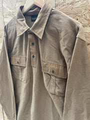 Vintage Timberland Men's Brown Long Sleeve Button Pocket Polo Shirt Size M