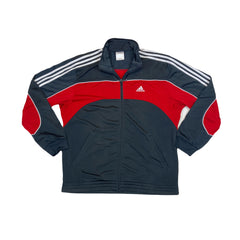 Vintage 90s Adidas zip track top grey white red size 41/42 Large