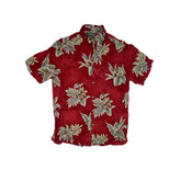 Vintage Y2K rayon burgundy grey floral pattern Hawaiian shirt size medium