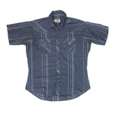 Vintage 90s western blue stripe short sleeve cowboy shirt size XXL by Ruddock