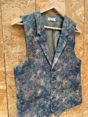 Vintage 90s green purple abstract ugly print men’s waistcoat size medium by Angelo Litrico