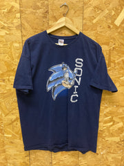 Vintage 90s Sonic The Hedgehog game retro gaming souvenir navy blue t shirt size 3XL