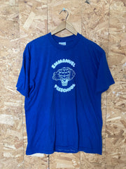 Vintage 80s Quirky preppy Emmanuel PreSchool souvenir USA hot air balloon blue t-shirt size XL