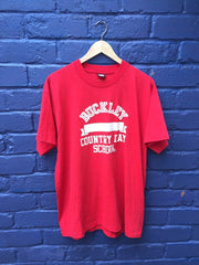 Vintage 90s Buckley Country Day School USA red t-shirt size XL