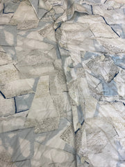 Vintage 90s white light blue geometric abstract Pastel Watercolour Print Shirt size XL