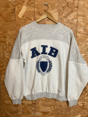 Vintage 90s white grey AIB Des Moines Iowa USA crew neck sweater size medium