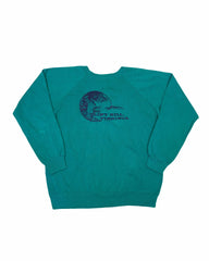 Vintage 80s USA souvenir Flint Hill Virginia turquoise crew neck sweater size large