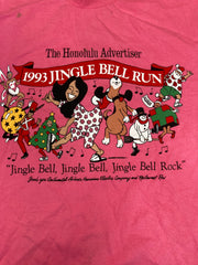 Vintage 90s USA Honolulu Jingle Bell Fun Run souvenir pink t-shirt size large