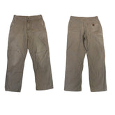 Vintage 90s Carhartt beige carpenter work pants distressed worn size W34 x L32