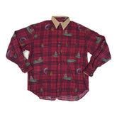Vintage 90s red check fishing hunting soft brushed cotton shirt size large by Henry Cottons