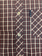 Vintage Ben Sherman burgundy dark red gingham check long sleeve Mod skinhead retro punk shirt size small