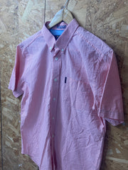 Vintage Ben Sherman light red pink white tablecloth fine check short sleeve Mod skinhead retro punk size medium