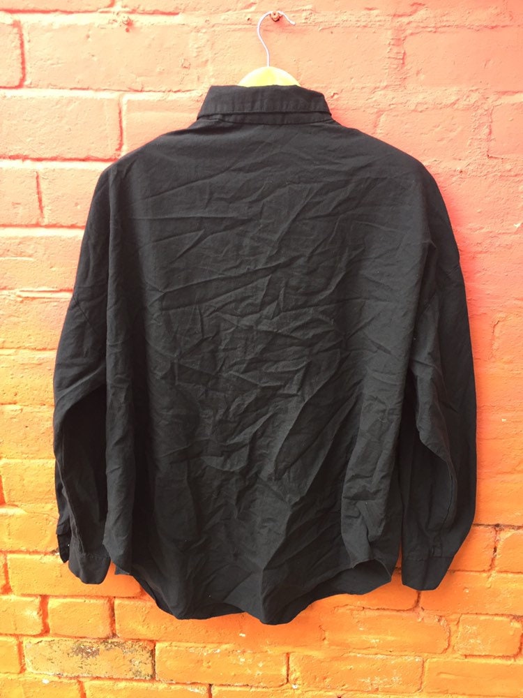 Vintage 90s ladies black embroidery cowgirl rodeo cowboy western shirt by Kiks size large 42