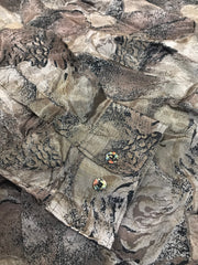 Vintage 80s abstract pattern grey silver 100% silk long sleeve ugly party shirt size large oversized fit