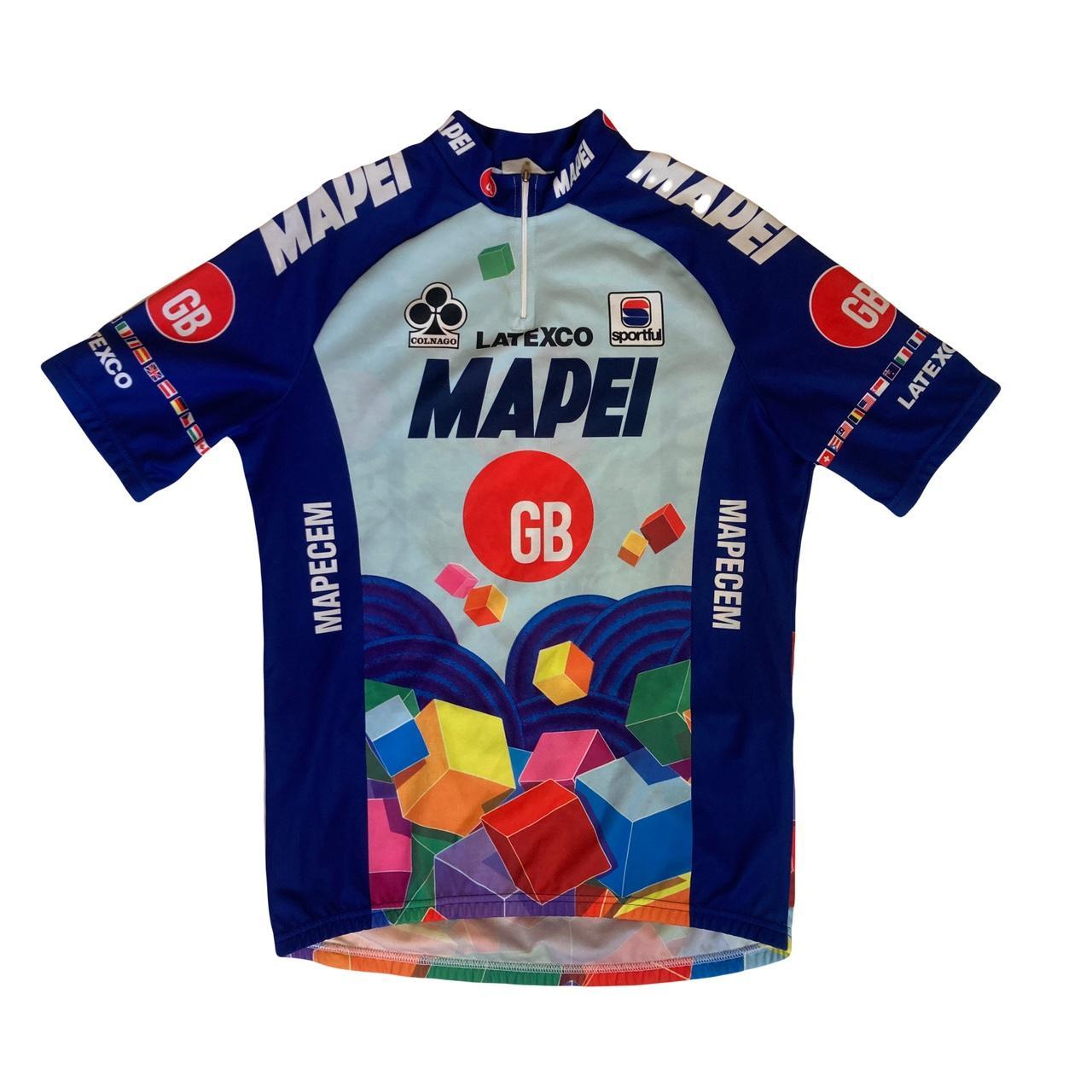 Vintage 96 Team Mapei Tour de France style cycle jersey blue multicolo
