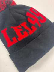 Vintage parallel 49 brewing company spell out black red winter beanie bobble hat