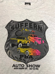 Vintage 90s Suffern PBS hot rod auto show 1992 USA souvenir grey marl t shirt size XL