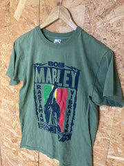 Vintage Y2K grungy olive green Bob Marley Rastaman Vibrations retro vtg music merch band t-shirt size small