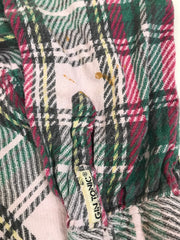 Vintage 80s Grey pink and green Chunky check oversized XL Shirt