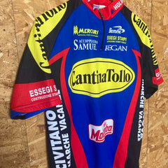Vintage 90s Italian made Cantina Tollo Vuelta Italia Tour de France retro cycle jersey blue yellow red size XL