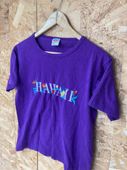 Vintage 90s purple embroidered spell out Hawaii USA souvenir t shirt size small