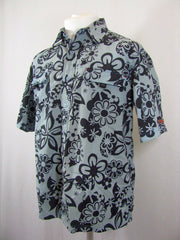 Vintage Y2K grey black swimwear killtec Hawaiian shirt size large