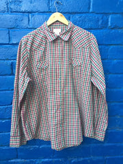 Vintage Wrangler fine check western cowboy shirt with blue pearl snap buttons XXL
