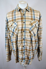 Vintage 90s beige blue large check heavy cotton shirt by Levis size large
