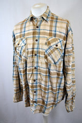 Vintage 90s beige blue large check heavy cotton shirt by Levis size large