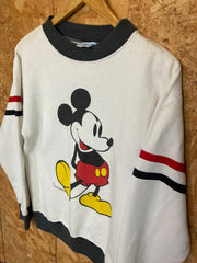 Vintage 90s white grey red Mickey Mouse Disney crew neck sweater size small