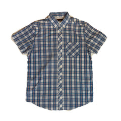 Vintage Ben Sherman light blue red white tablecloth fine check short sleeve Mod skinhead retro punk size small