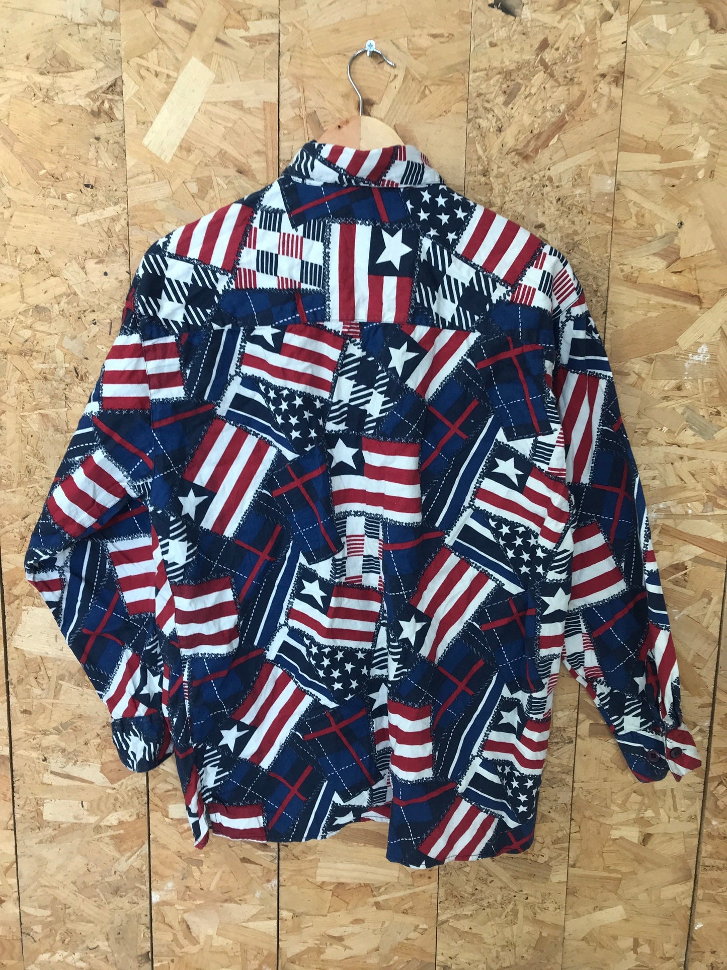 Vintage 00s American stars and stripes pattern cotton cowgirl rodeo cowboy western shirt size medium