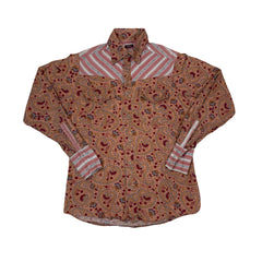 Vintage 90s pink beige red paisley striped western cowboy gaucho shirt size small by PHBNY
