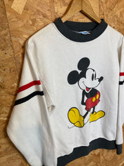 Vintage 90s white grey red Mickey Mouse Disney crew neck sweater size small