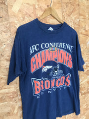 Vintage 90s superbowl XXXII Denver Broncos AFC champions USA souvenir distressed navy blue t-shirt size large