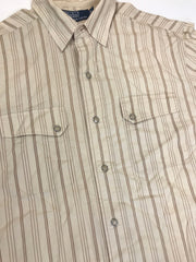 Vintage 90s Polo Ralph Lauren beige striped western cowboy cowgirl rodeo ranch wear shirt size medium