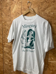 Vintage 90s Mincavi Et Fier De L’être by Lynn Martineau souvenir folk literary white t-shirt size XL