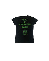 Vintage 00s Extinctionist dark black metal rock band t-shirt ladies size small