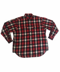 Vintage Y2K red black white check soft brushed wingfield heavy cotton oversized CPO shirt size XL by Ralph Lauren