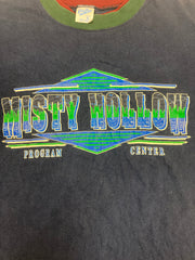 Vintage 80s Misty Hollow Program Center USA souvenir navy blue red green t-shirt size XL