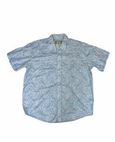 Vintage Y2K blue white paisley pattern Panhandle Roughstock USA western short sleeve shirt size XXL