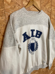 Vintage 90s white grey AIB Des Moines Iowa USA crew neck sweater size medium