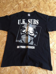 Vintage UK punk scene band uk subs on tour t-shirt with print on back size large