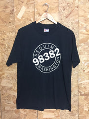 Vintage 90s Sequim Washington 38382 USA souvenir black t shirt size large