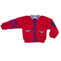 Vintage 90s red blue quirky nautical style shell track jacket windbreaker size large