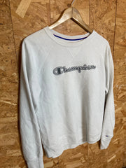Vintage 90s Champion embroidered white grey sweater size small