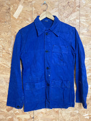Vintage 80s french distressed navy indigo blue workers chore Sanforized cotton drill size small