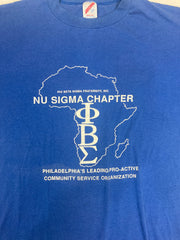 Vintage 90s Nu Sigma Chapter Philadelphia USA souvenir blue t-shirt size large