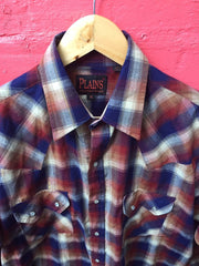 Vintage 80s check western cowboy rodeo shirt with gold thread size medium