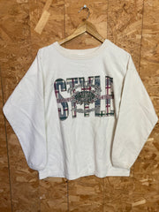 Vintage 90s white heavy cotton Style spell out crew neck sweater size large